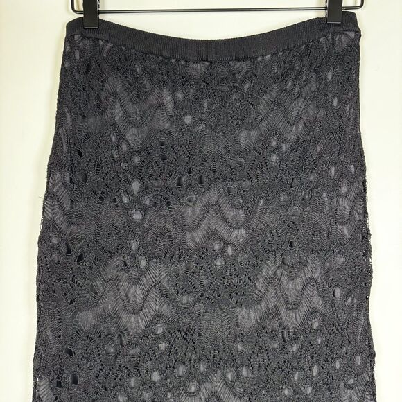 Eileen Fisher Skirt Womens Small Lace Knit Pull On Stretch Midi Viscose Nylon - Picture 2 of 12